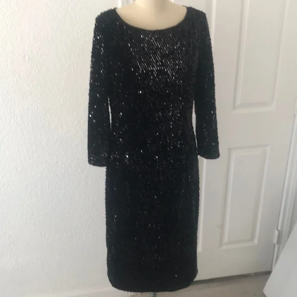 Eliza J | Dresses | Black Velvet Sequin Dress | Poshmark